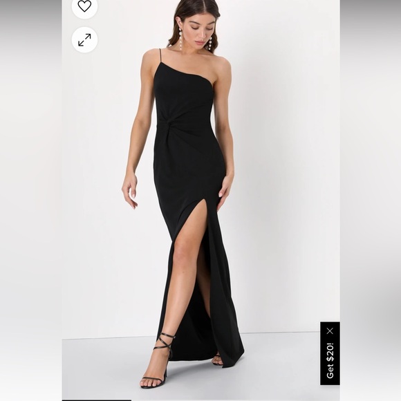 Dramatic Efforts Black One-Shoulder Knotted Maxi Dress - Picture 1 of 1